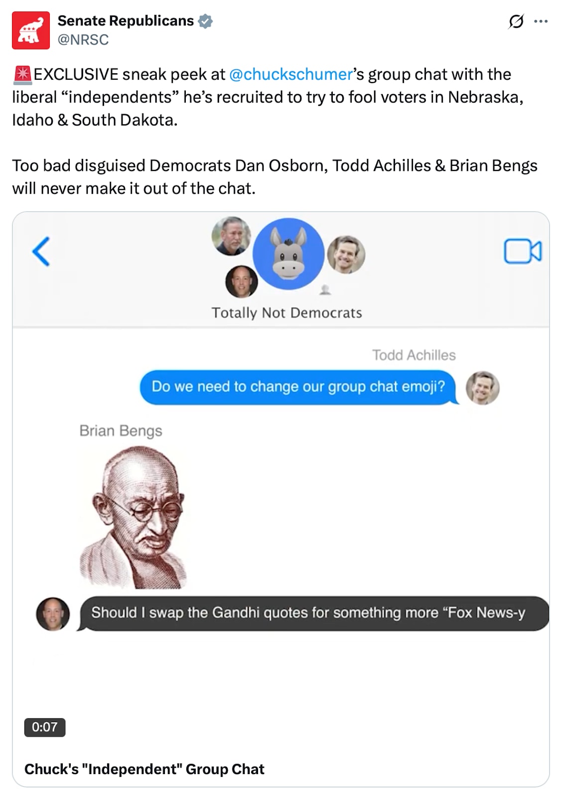 NRSC: EXCLUSIVE sneak peek at @chuckschumer's group chat with the liberal 